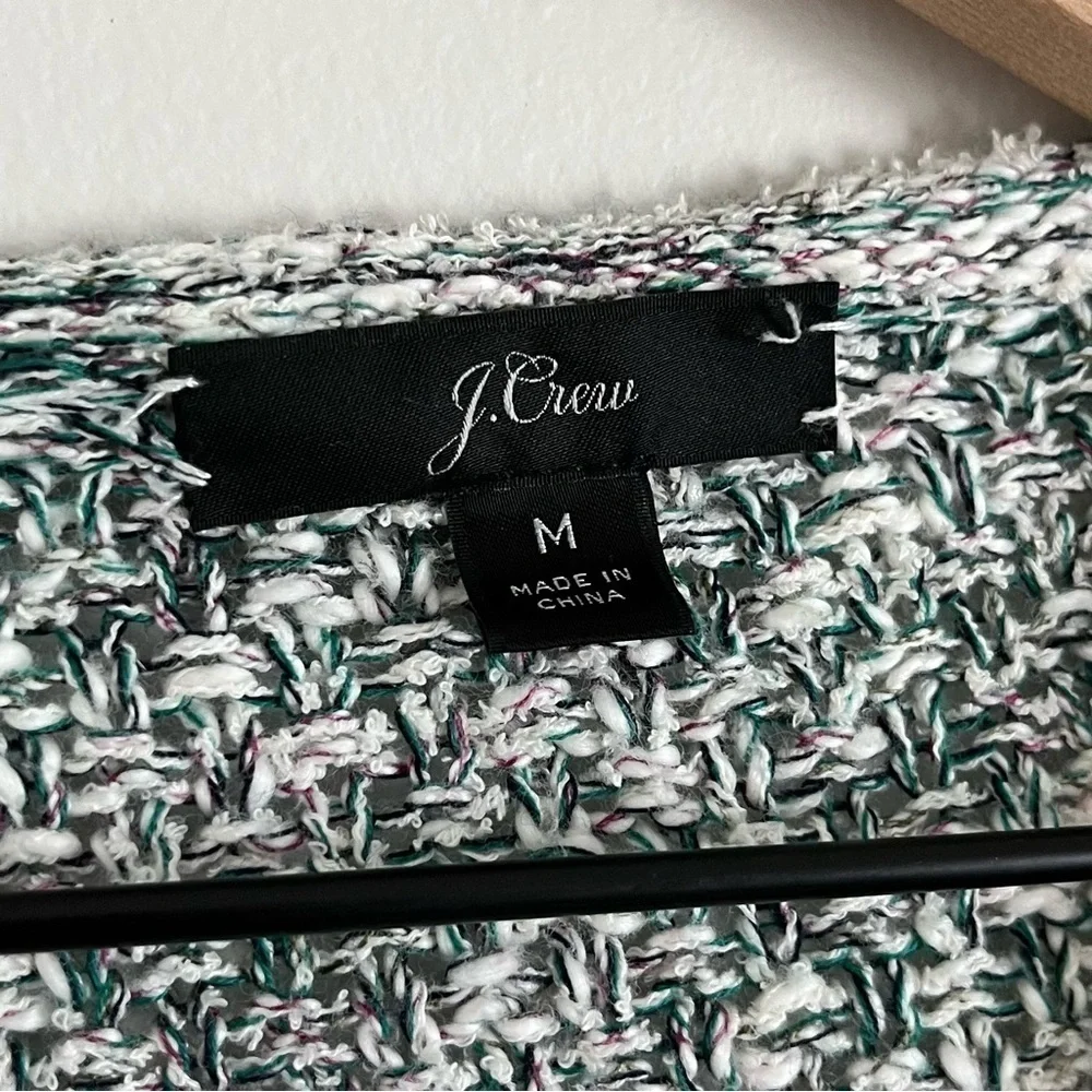 J. Crew Lady Sweater Jacket with Fringe Seaweed Navy‎ Green Women’s Size Medium
